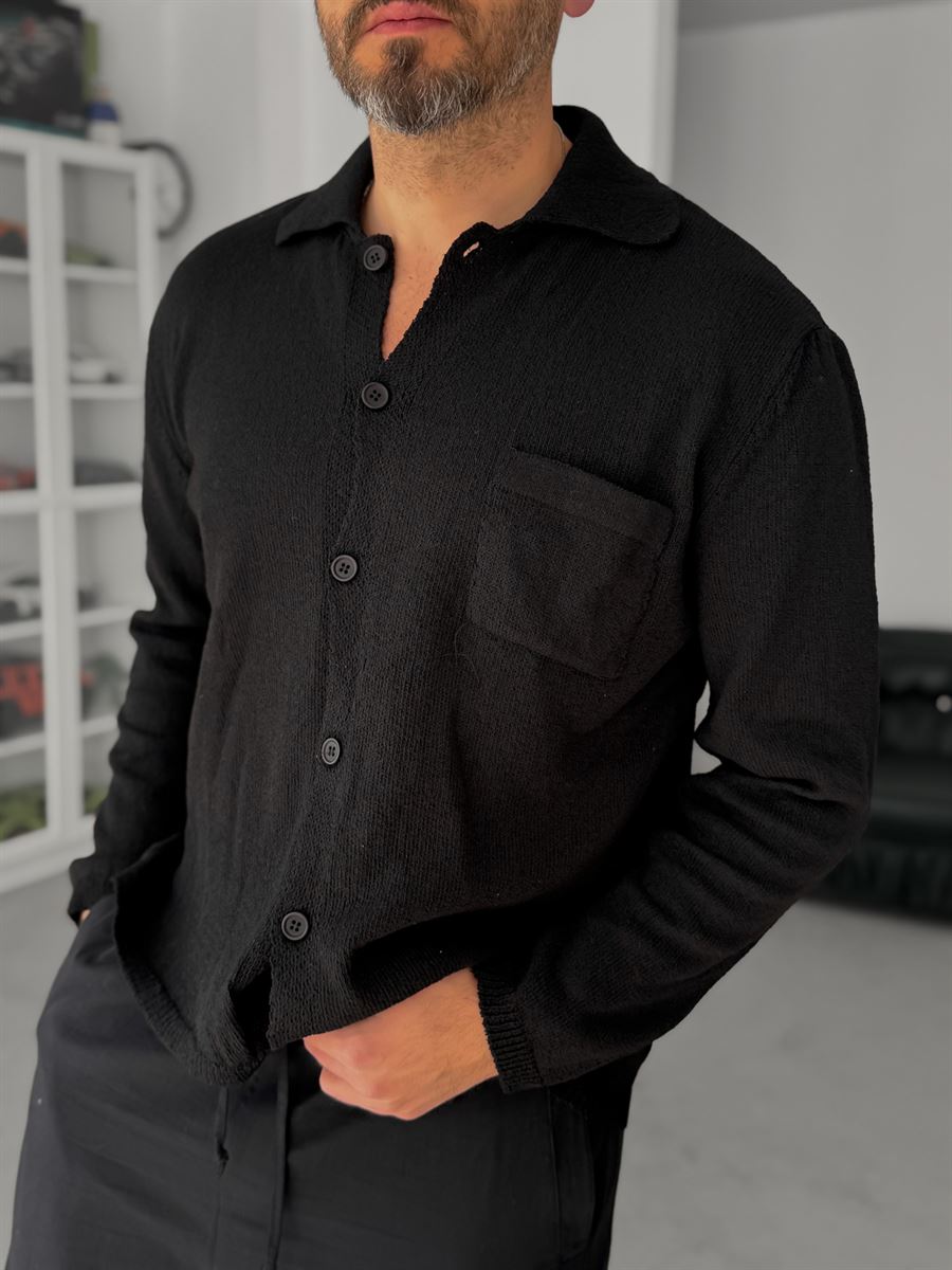 Black Basic Knit Shirt G-010