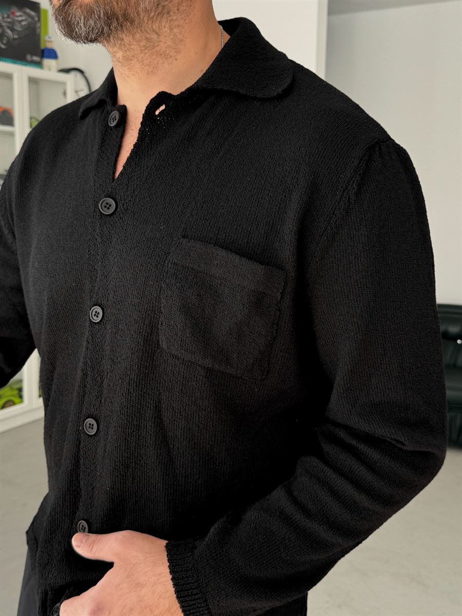 Black Basic Knit Shirt G-010