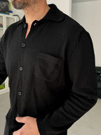 Black Basic Knit Shirt G-010