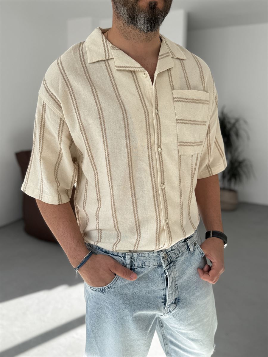 Knit Striped Linen Shirt