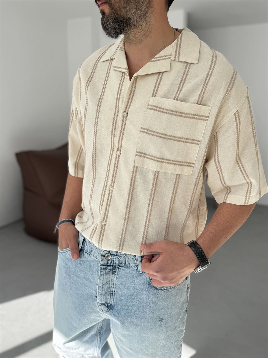 Knit Striped Linen Shirt