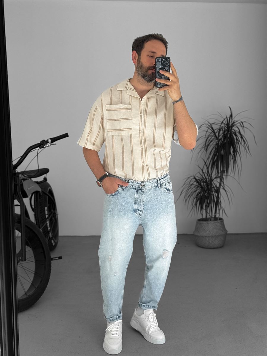 Knit Striped Linen Shirt