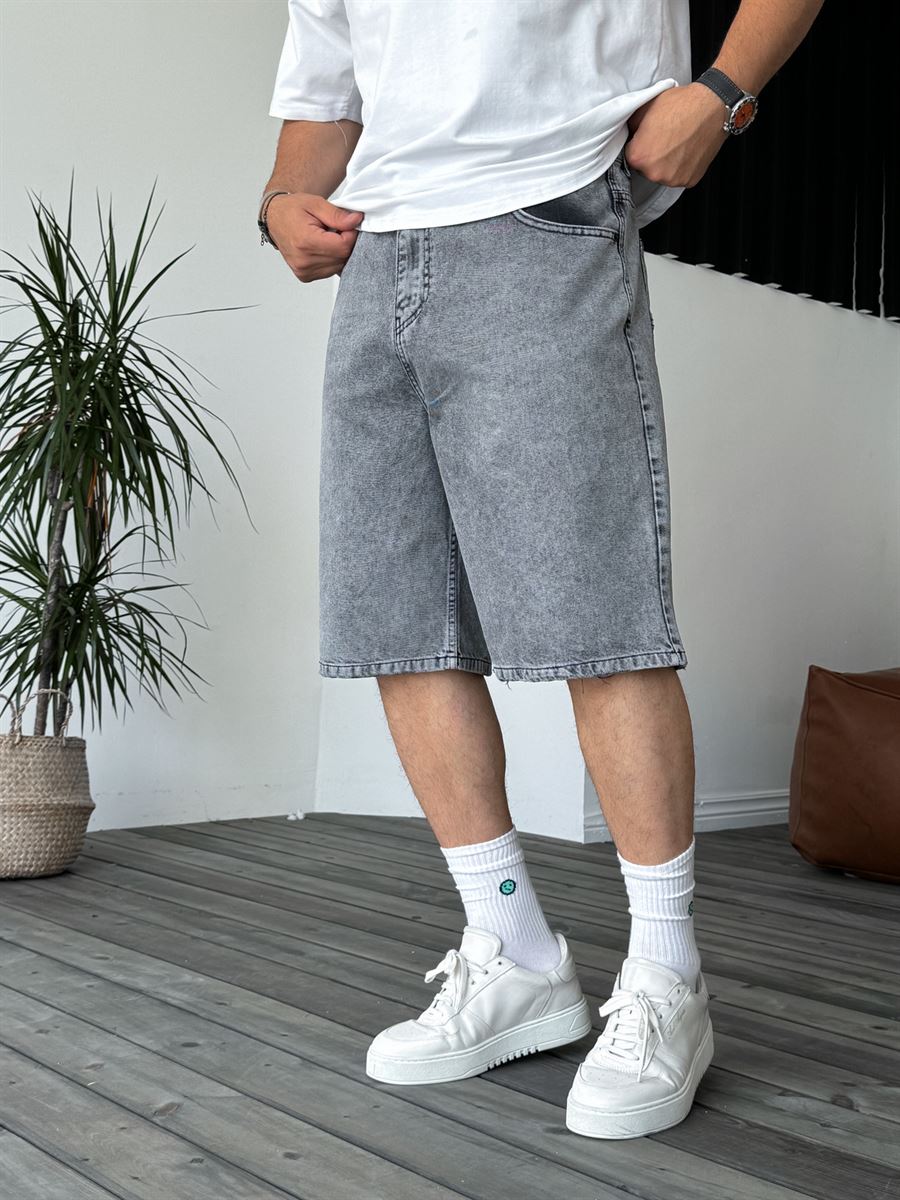 Washed Denim Shorts with Pocket Detail