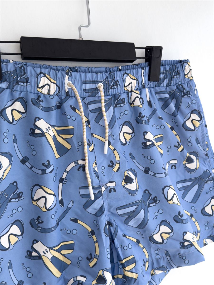 Diver Patterned Swim Shorts