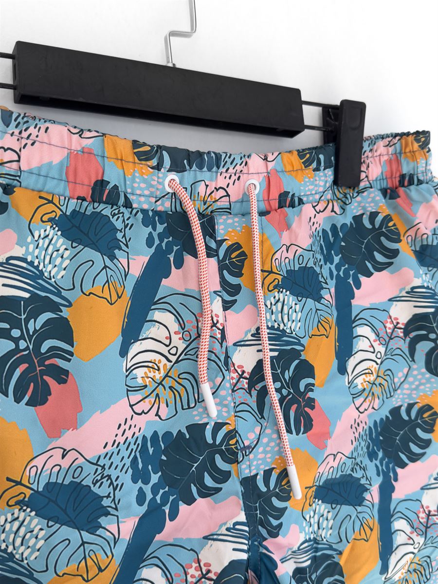 Leaf Patterned Swim Shorts