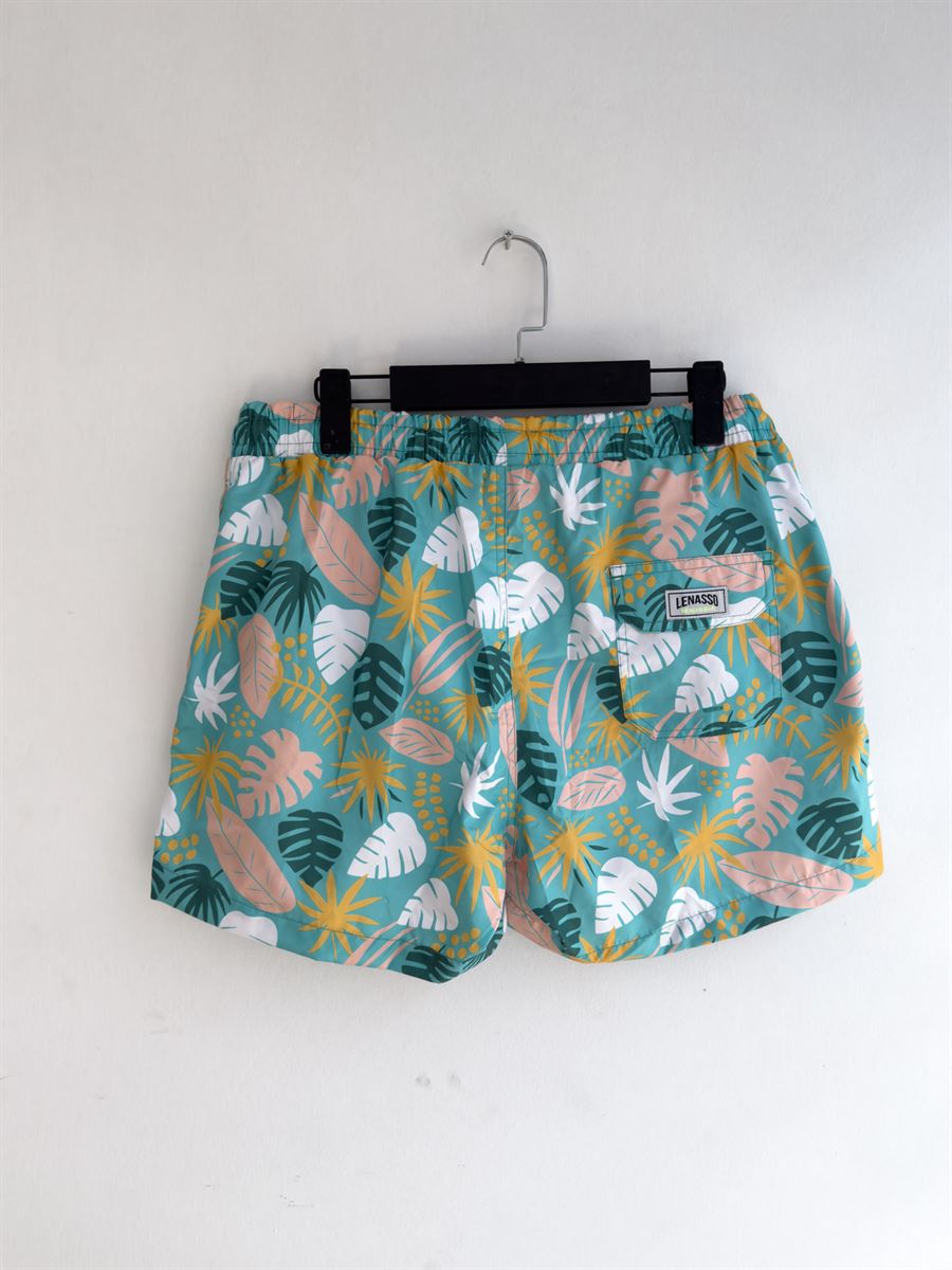 Leaf Patterned Swim Shorts