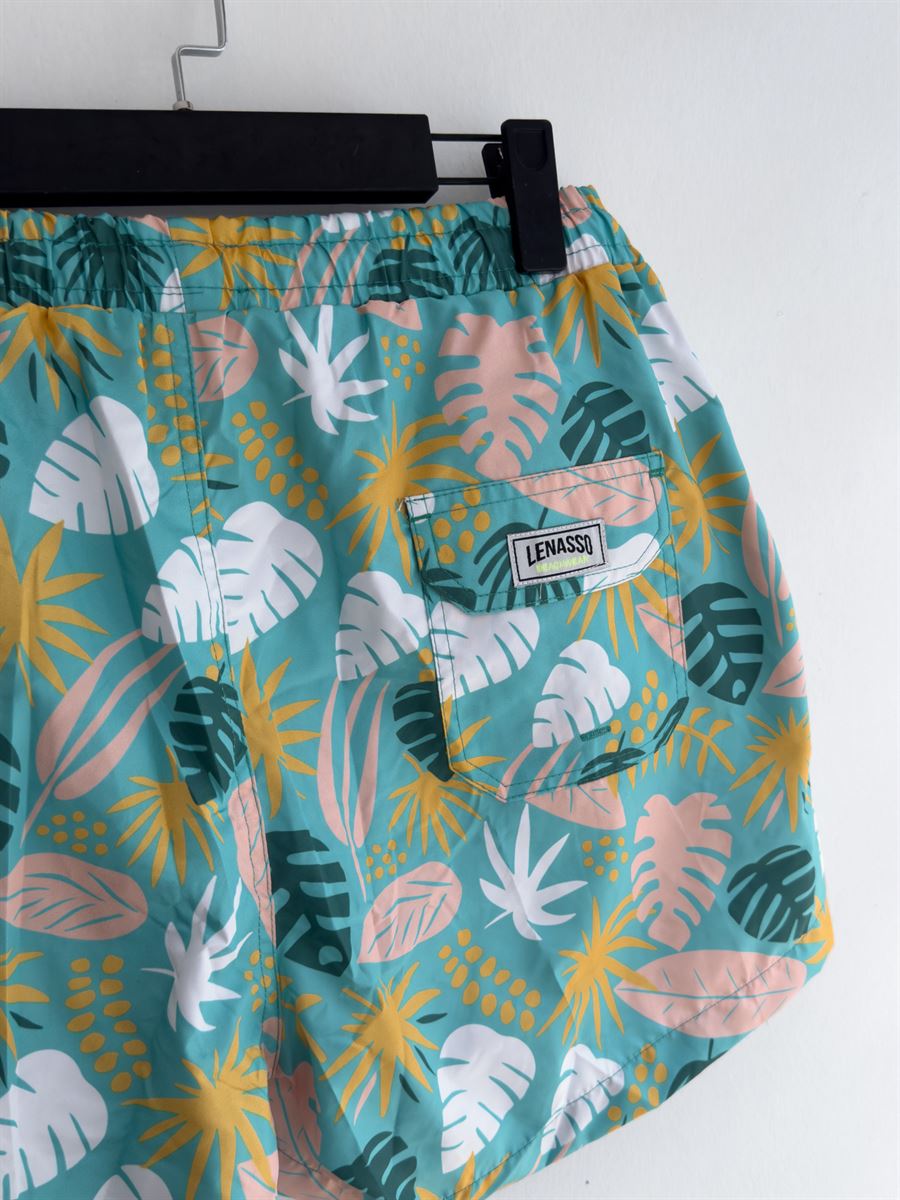 Leaf Patterned Swim Shorts