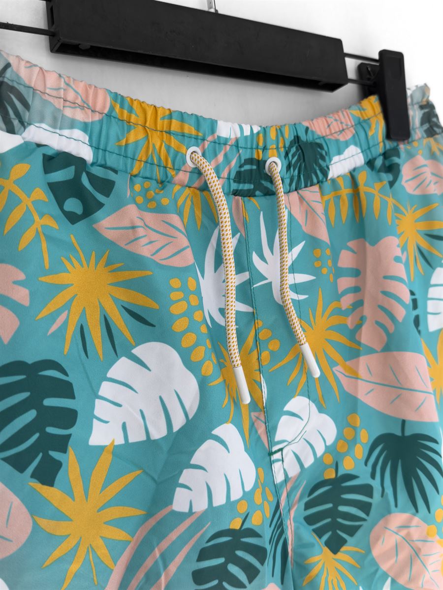 Leaf Patterned Swim Shorts