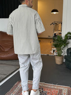 Vertically Striped Short Sleeve Shirt