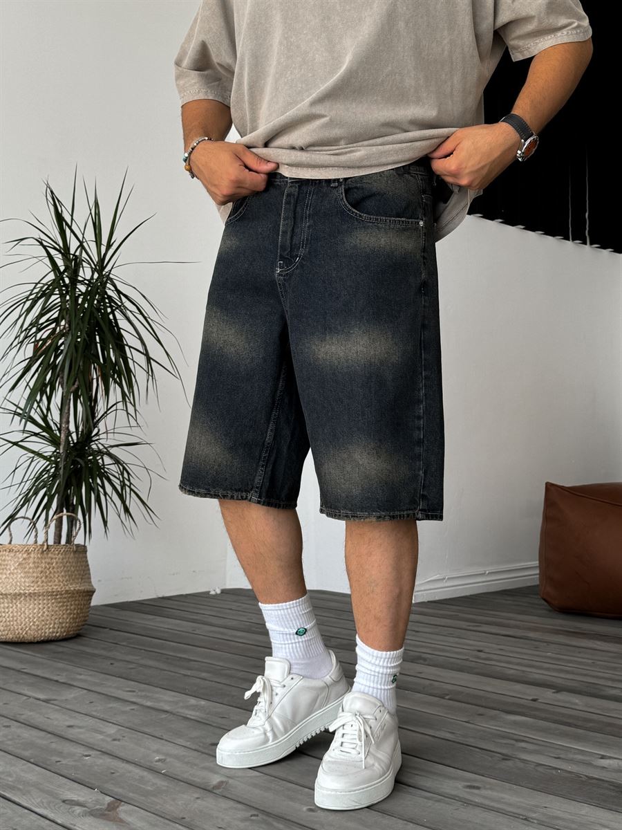 Stonewashed Oversize Denim Shorts