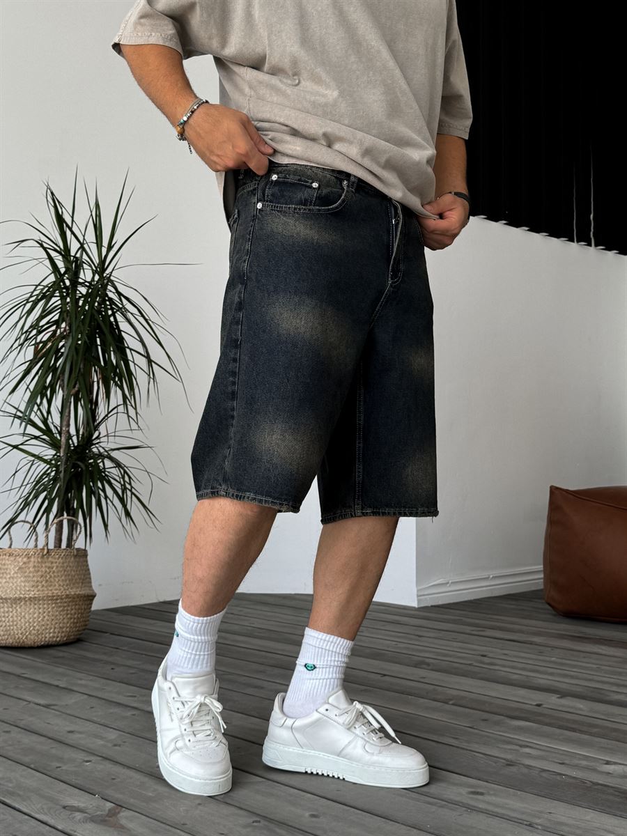 Stonewashed Oversize Denim Shorts