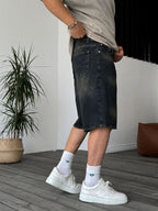 Stonewashed Oversize Denim Shorts