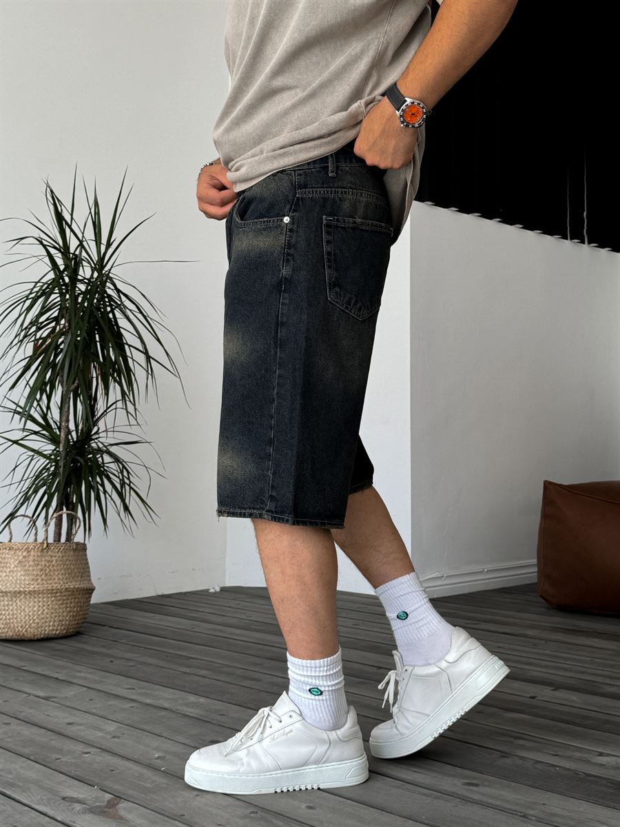 Stonewashed Oversize Denim Shorts