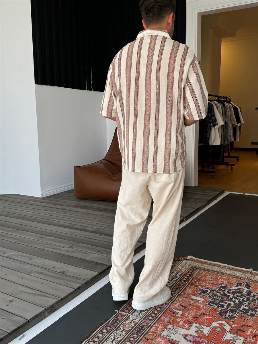 Patterned Striped Short Sleeve Shirt