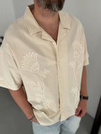 Floral Embroidered Short Sleeve Shirt