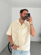Floral Embroidered Short Sleeve Shirt