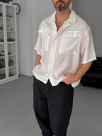 Off-White Double Pocket Short-Sleeved Shirt V-709