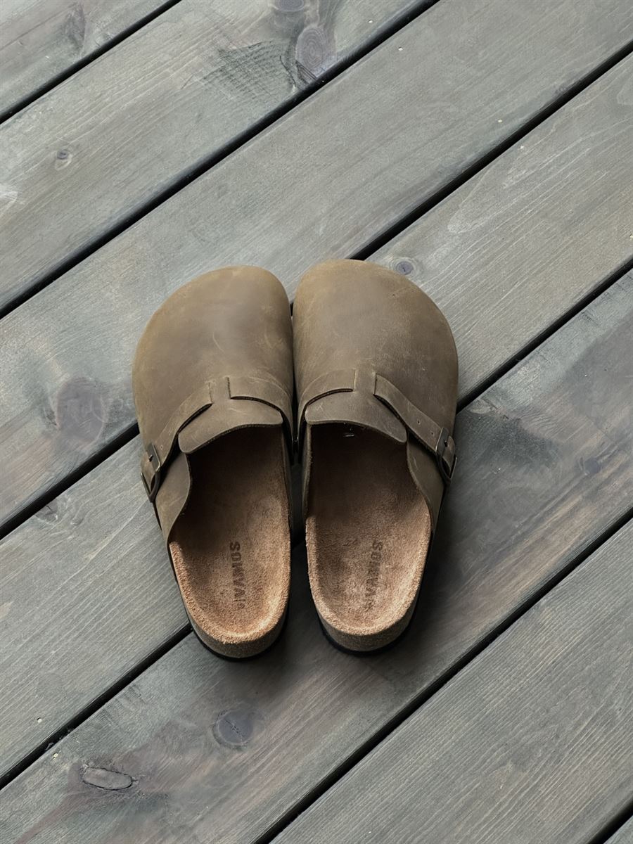 Faux Leather Sabo Clogs