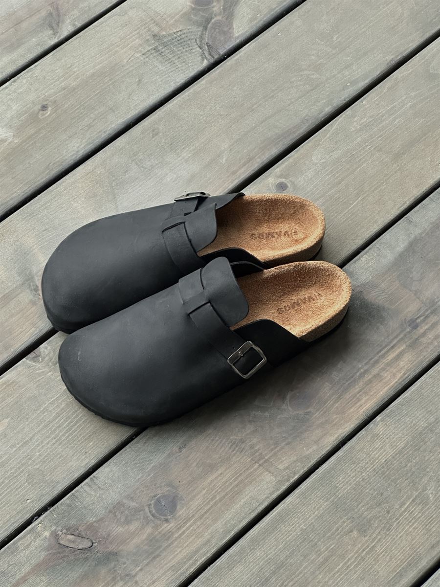 Faux Leather Sabo Clogs
