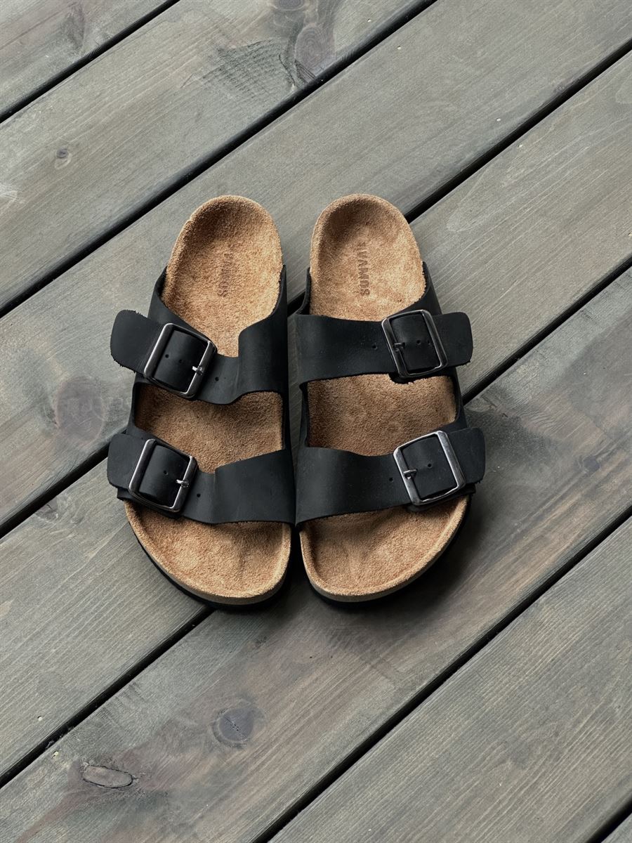 Faux Leather Buckle Sandals