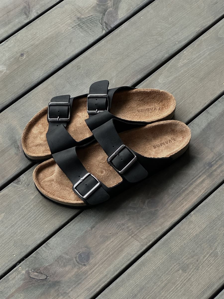 Faux Leather Buckle Sandals