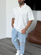 Ribbed Polo Neck T-Shirt