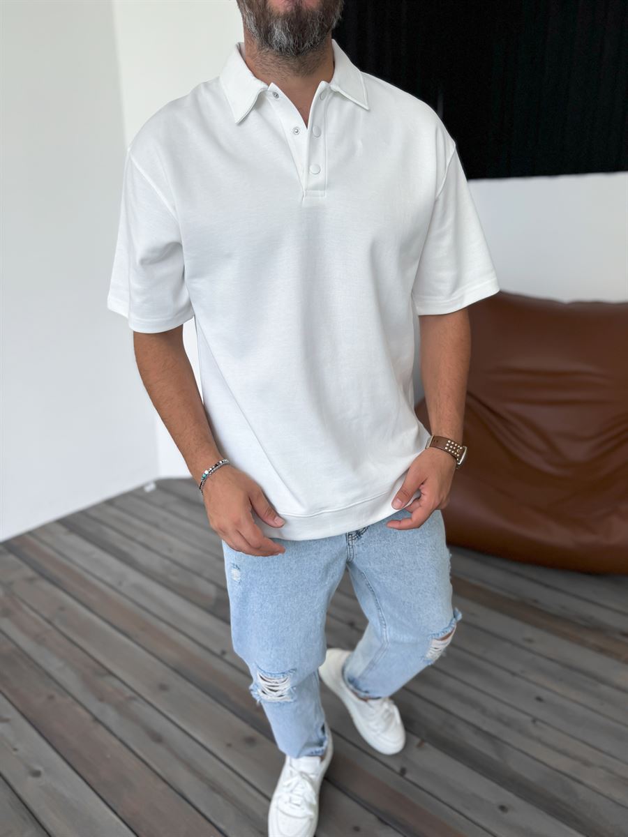 Ribbed Polo Neck T-Shirt