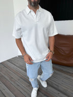 Ribbed Polo Neck T-Shirt