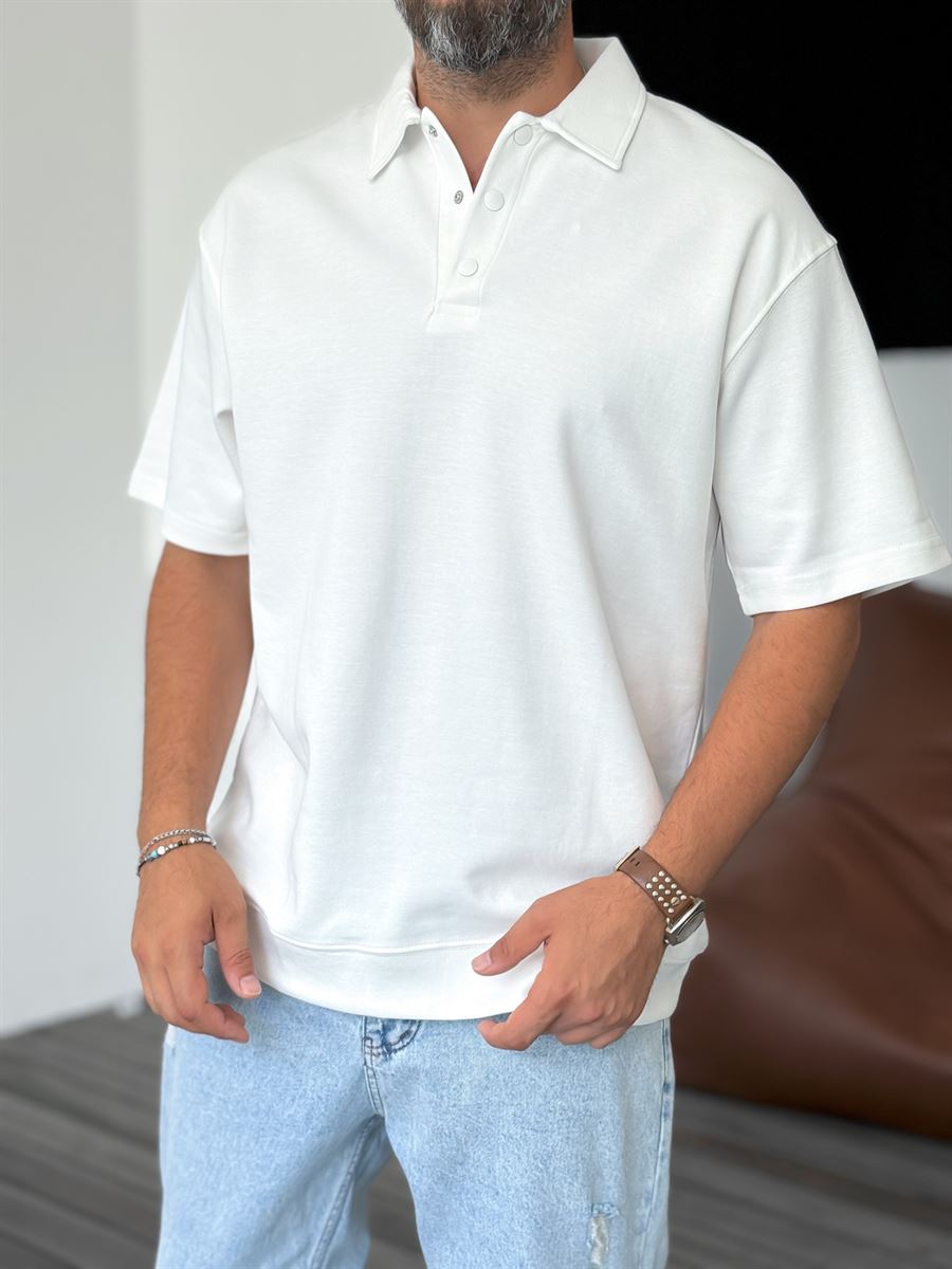 Ribbed Polo Neck T-Shirt