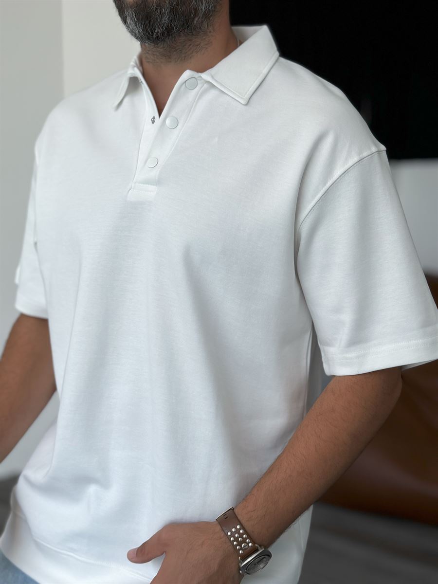 Ribbed Polo Neck T-Shirt