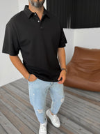 Ribbed Polo Neck T-Shirt