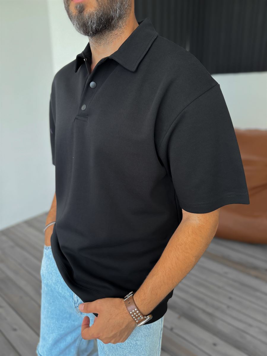 Ribbed Polo Neck T-Shirt