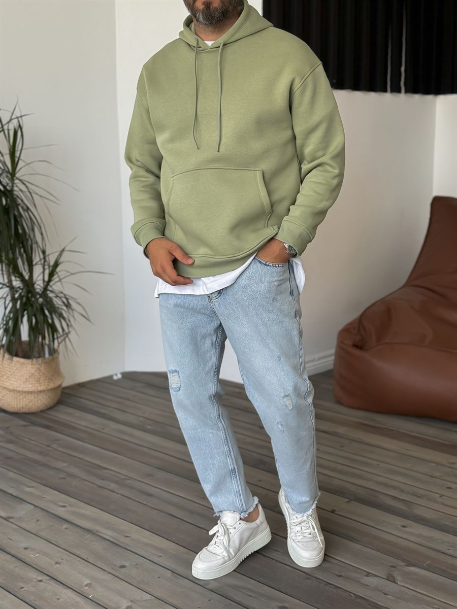 Green Basic Hooded Sweatshirt BY-057