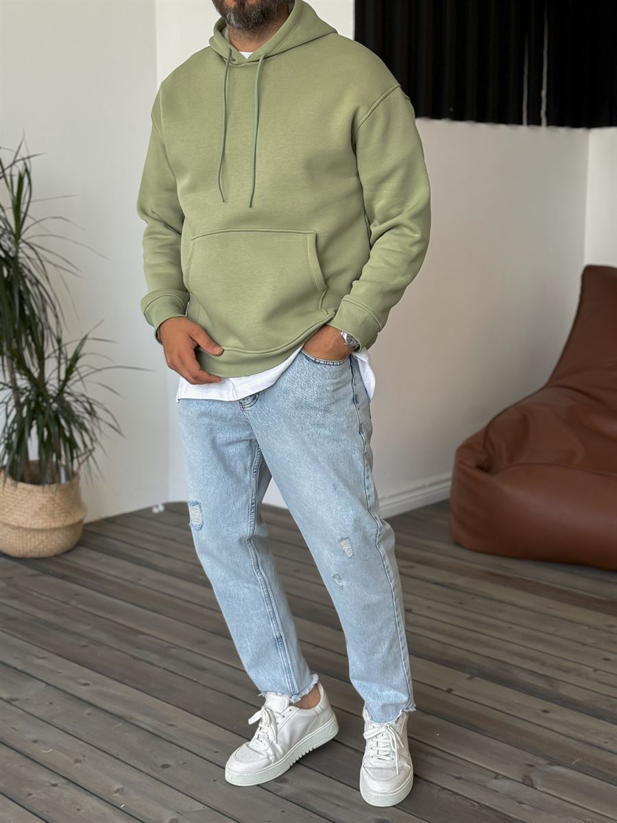 Green Basic Hooded Sweatshirt BY-057