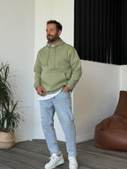 Green Basic Hooded Sweatshirt BY-057