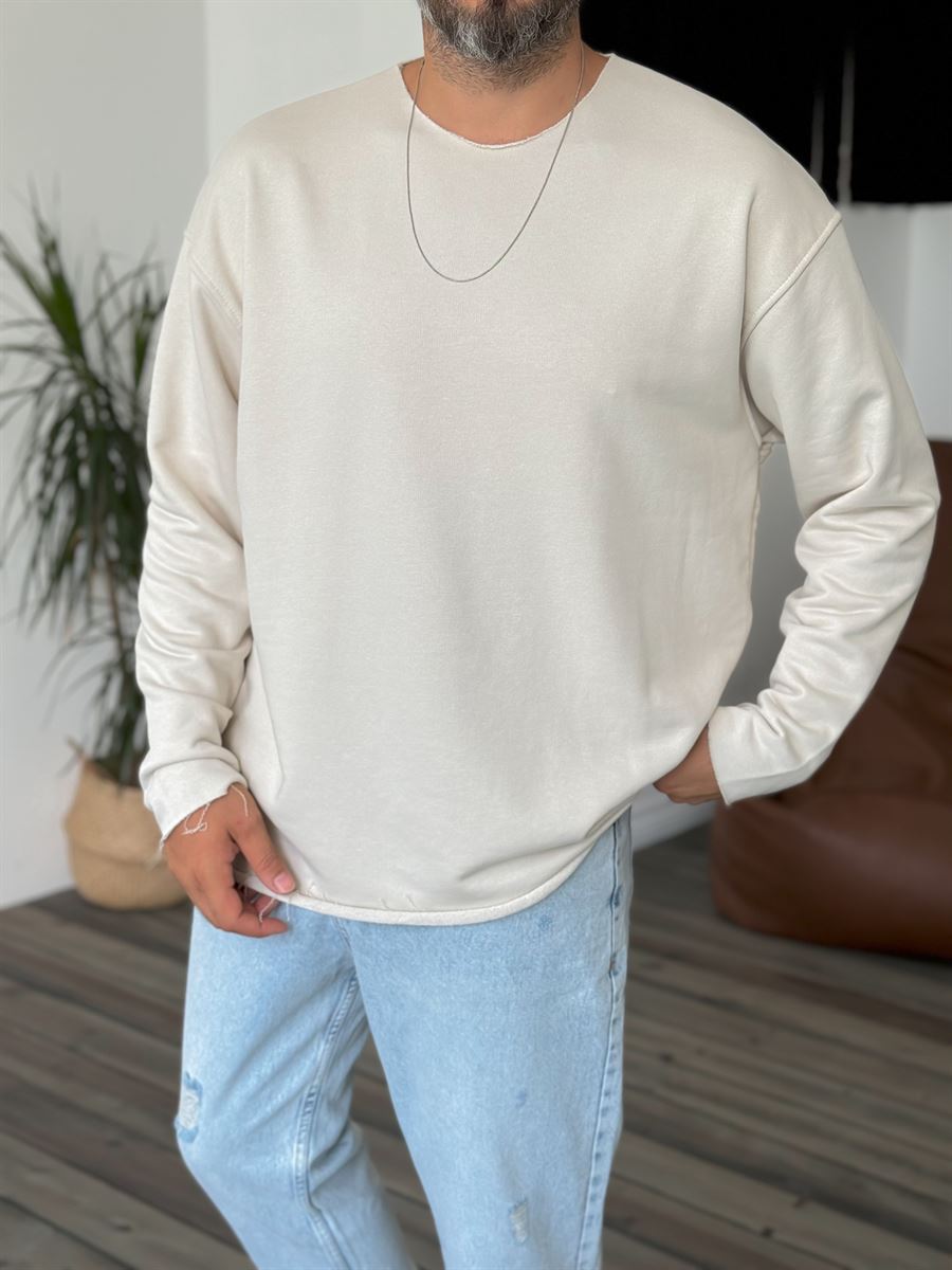 Basic Raw Neck Sweatshirt