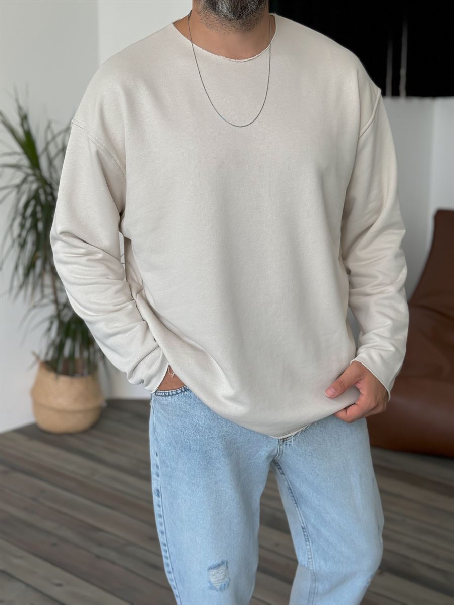 Basic Raw Neck Sweatshirt