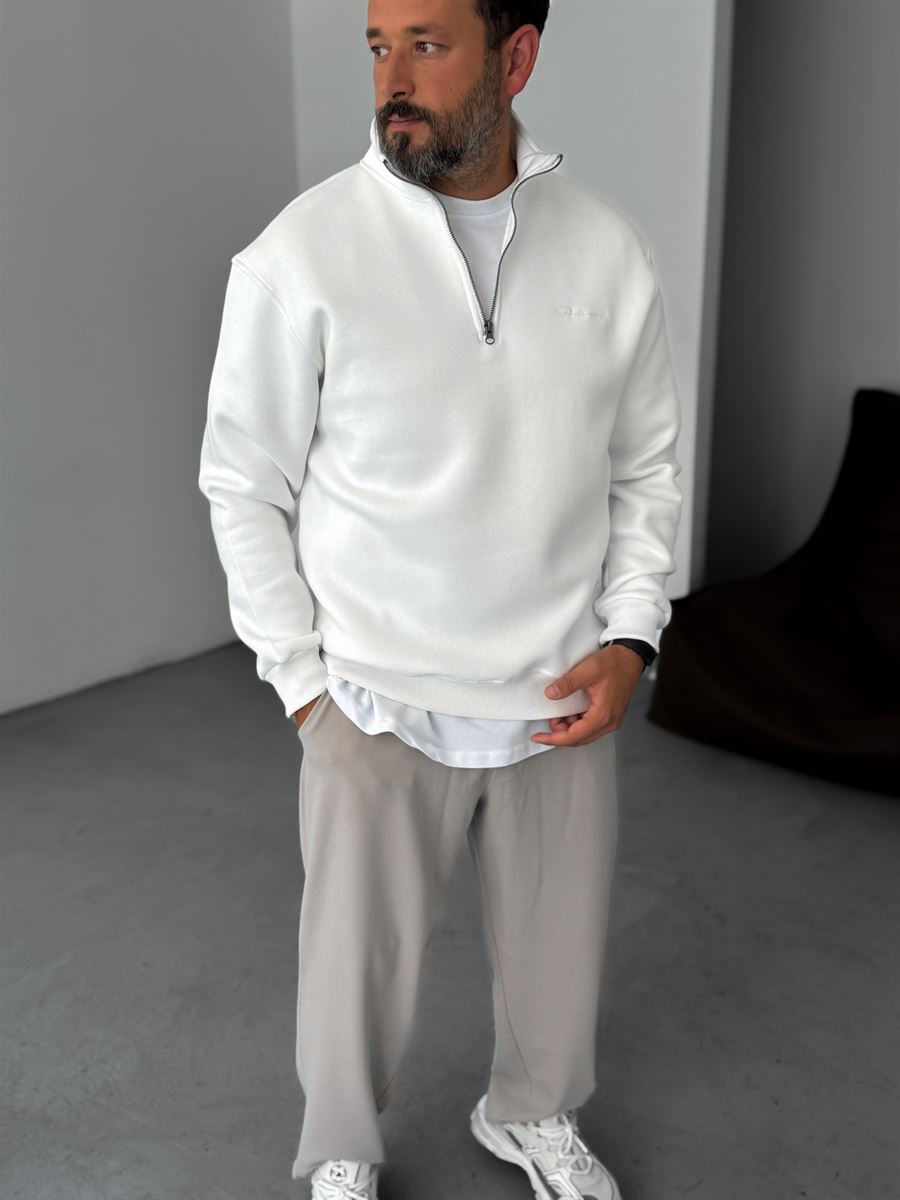 Half-Zip Embroidered Sweatshirt