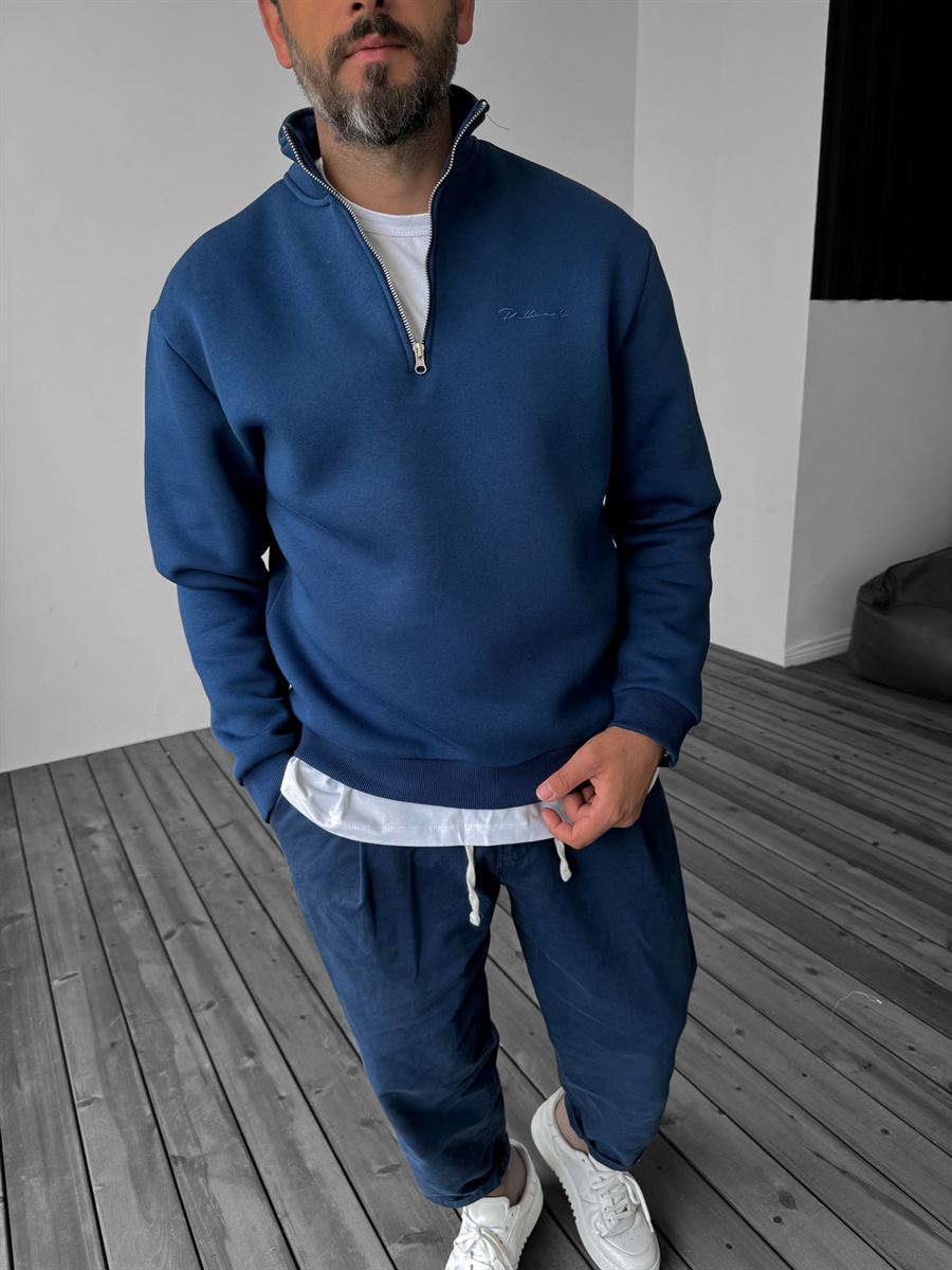 Half-Zip Embroidered Sweatshirt