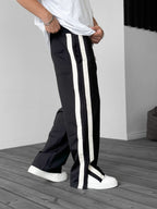 Striped Sweatpants with Side Slits