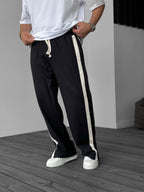 Striped Sweatpants with Side Slits