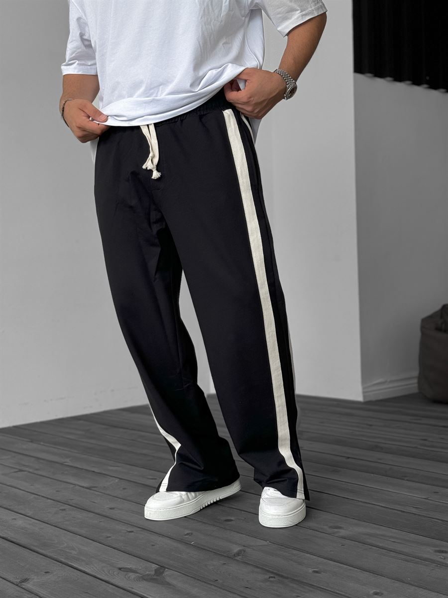 Striped Sweatpants with Side Slits