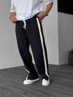Striped Sweatpants with Side Slits