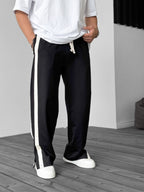 Striped Sweatpants with Side Slits