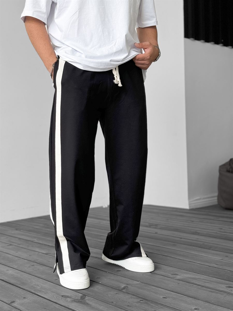 Striped Sweatpants with Side Slits