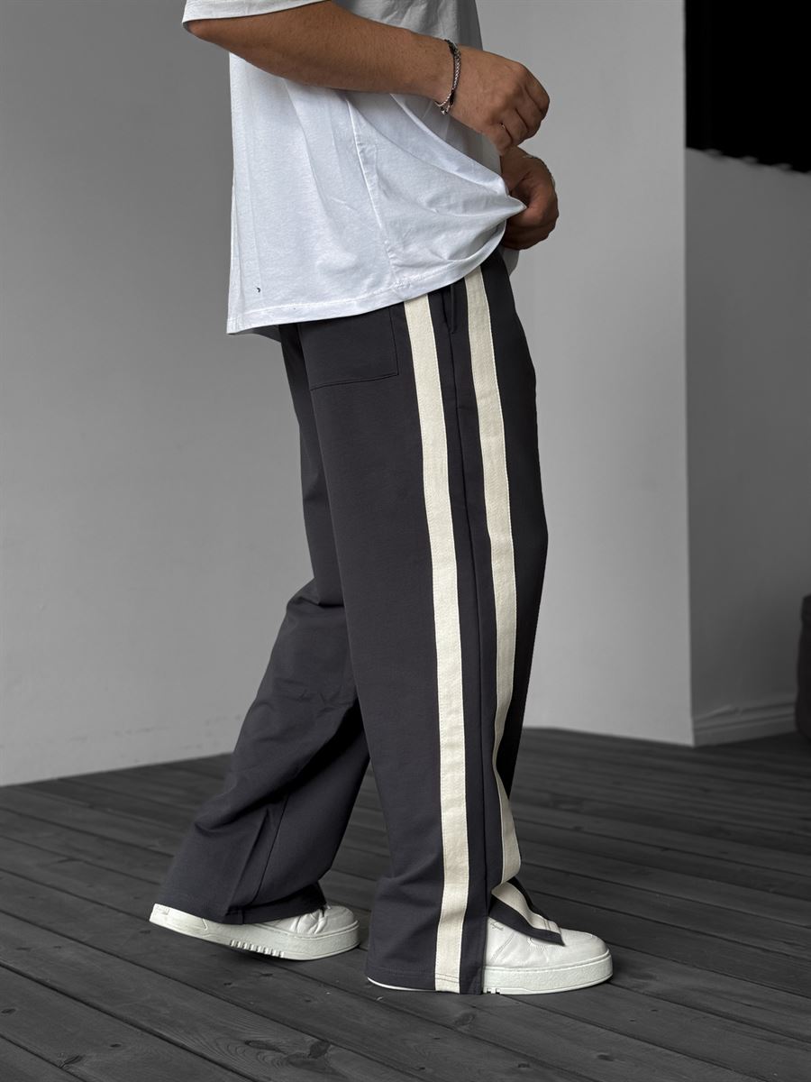 Striped Sweatpants with Side Slits