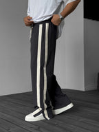Striped Sweatpants with Side Slits