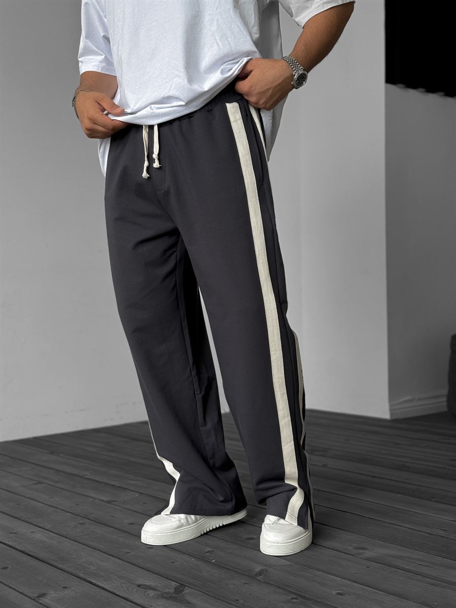 Striped Sweatpants with Side Slits