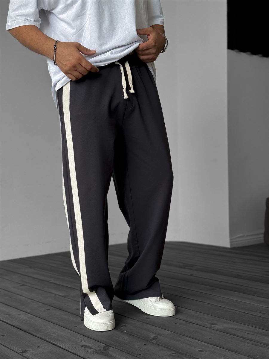 Striped Sweatpants with Side Slits