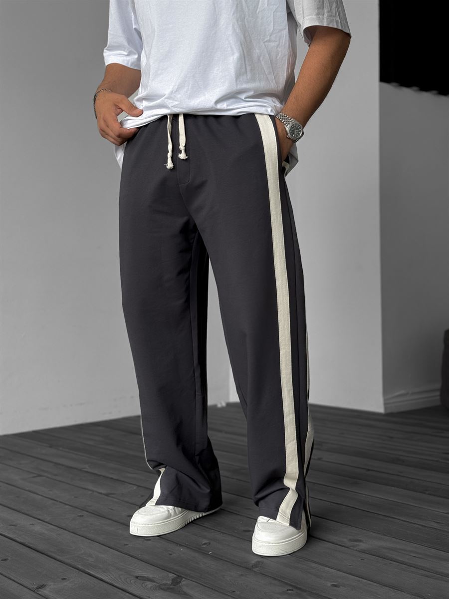Striped Sweatpants with Side Slits